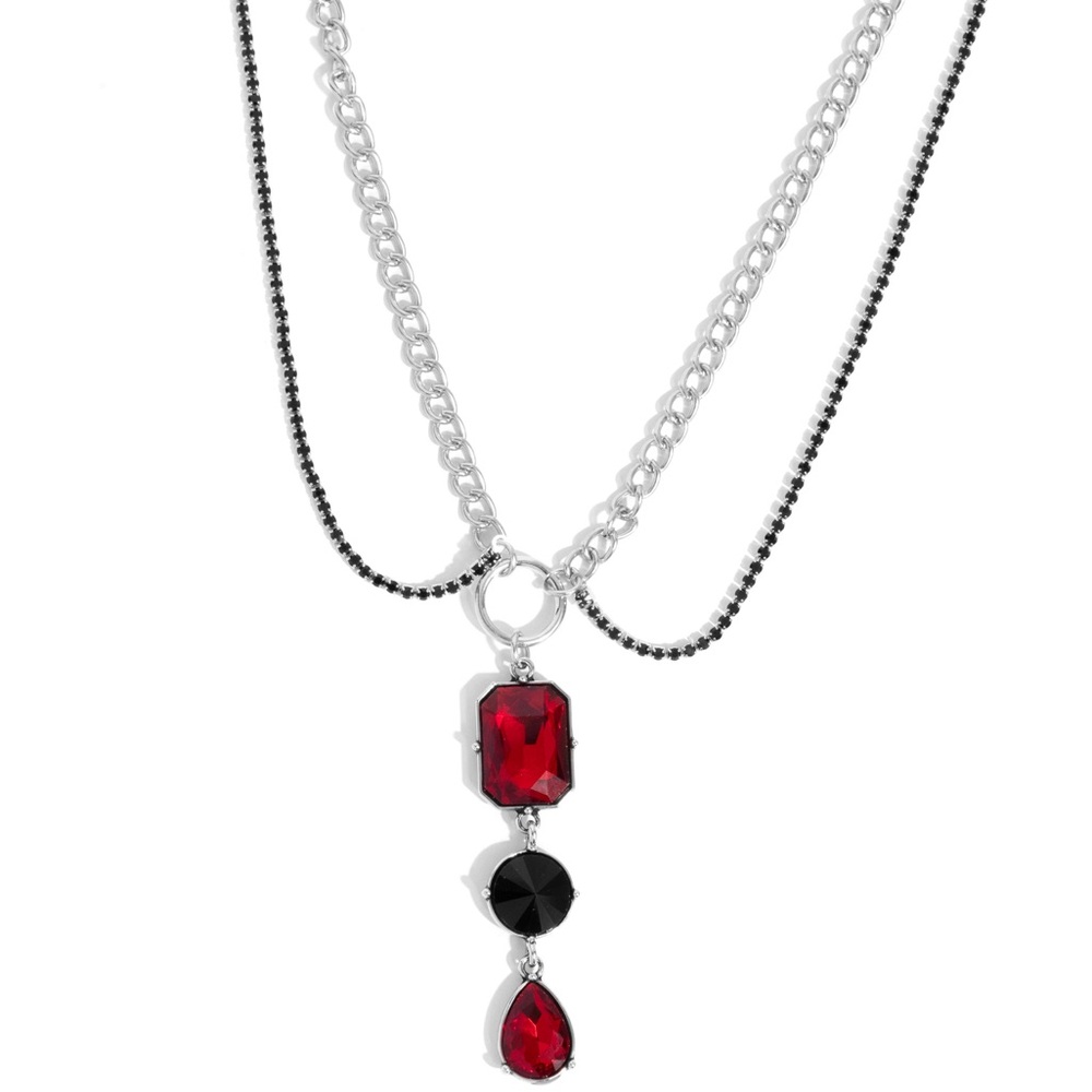 Elegant Silver and Red Necklace